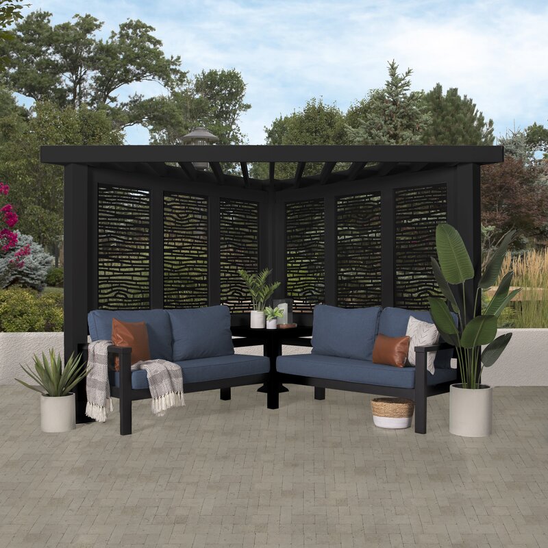Glendale Modern Steel Pergola with Canopy and Seating by Backyard Discovery