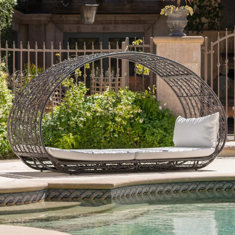 Lavina Outdoor Patio Daybed with Cushions by Arlmont & Co