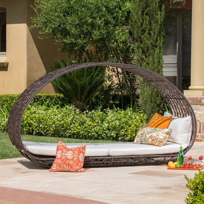 Lavina Outdoor Patio Daybed with Cushions by Arlmont & Co