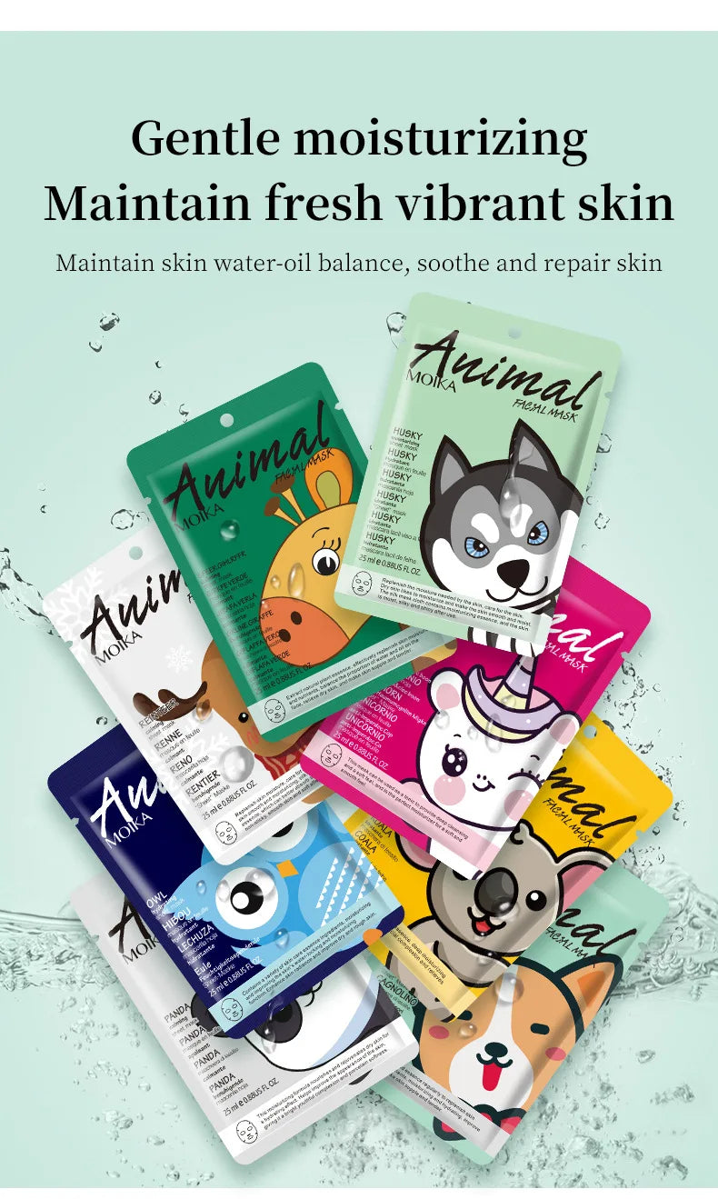 24-Piece Animal Moisturizing Face Mask Set with Collagen and Hyaluronic Acid by JingerBiu Store