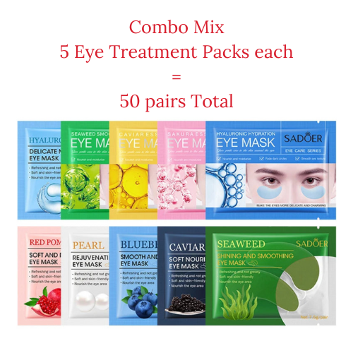 Crystal Collagen Eye Mask: 100 Pcs (50 Pairs) - Gel Eye Patches for Anti-Aging, Moisturizing and Brightening by Clovers Skincare