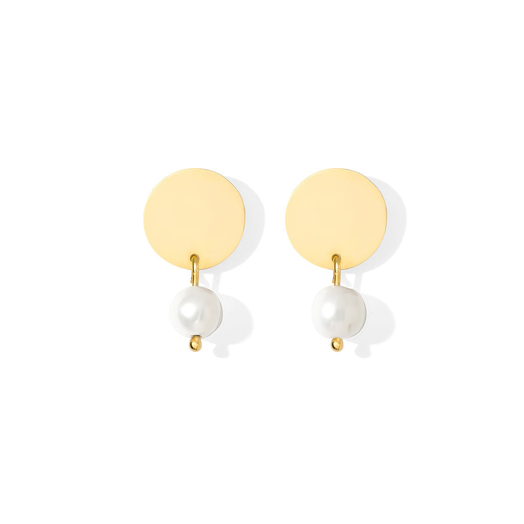 Freshwater Pearl Disc Earrings by SLATE + SALT