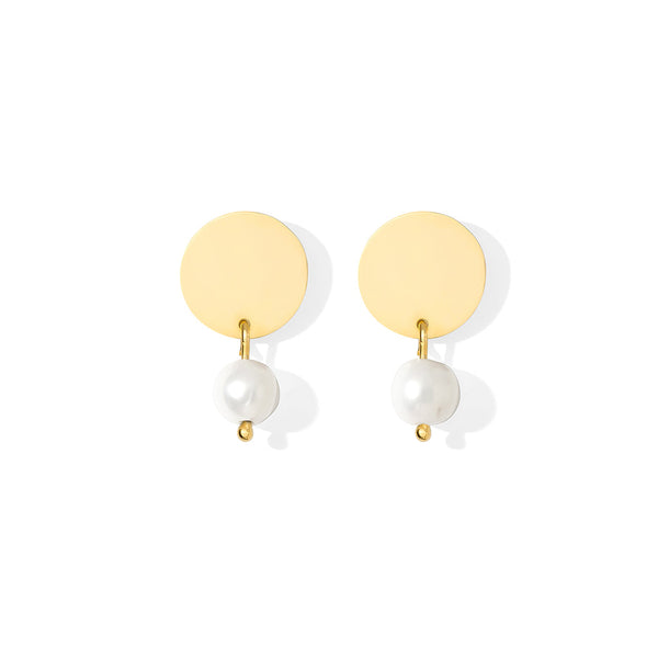 Freshwater Pearl Disc Earrings by SLATE + SALT