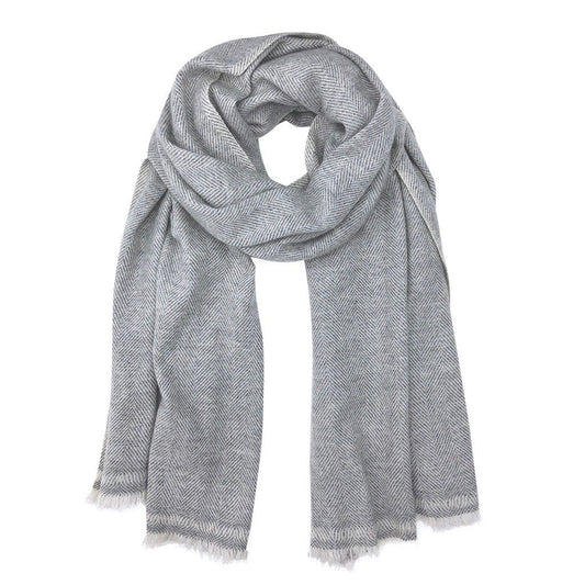 Gray Herringbone Cashmere Scarf by SLATE + SALT