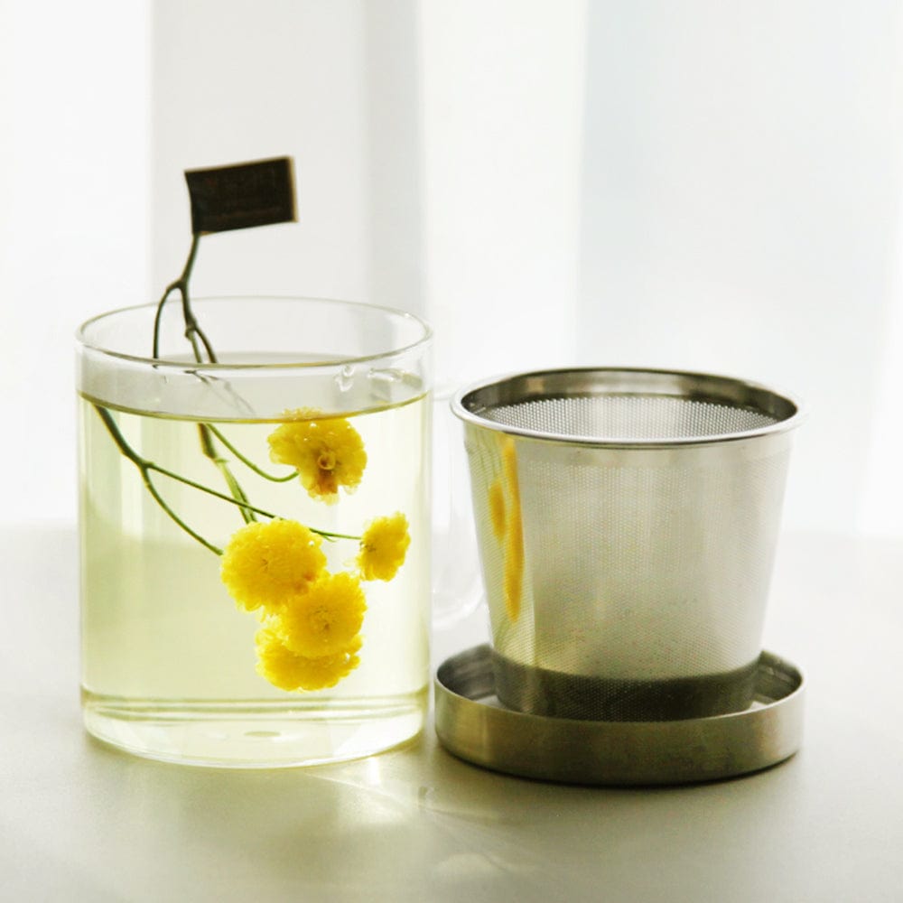 Glass Tea Mug with Stainless Steel Infuser (350ml) by KKOKDAM