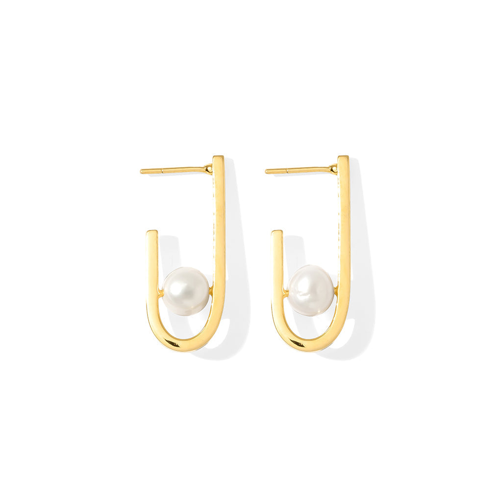 J Hoop Freshwater Pearl Earrings by SLATE + SALT