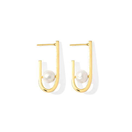 J Hoop Freshwater Pearl Earrings by SLATE + SALT