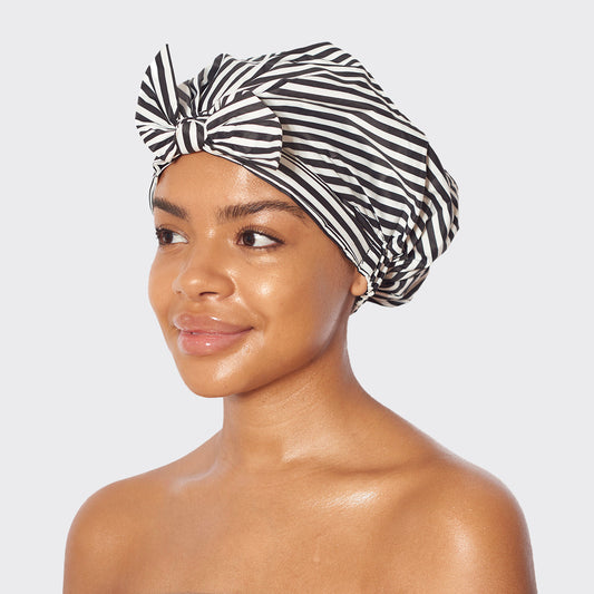 Recycled Polyester Luxe Shower Cap - Stripe by KITSCH - Lotus and Willow