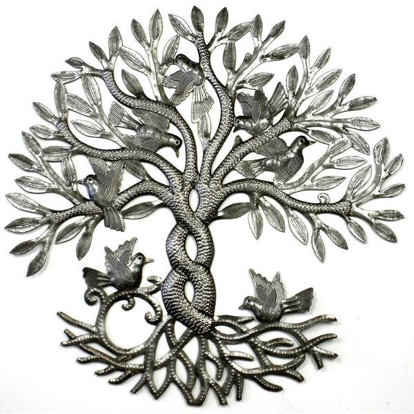Entwined Tree of Life Haitian Metal Drum Wall Art, 23 by Global Crafts Wholesale - Lotus and Willow