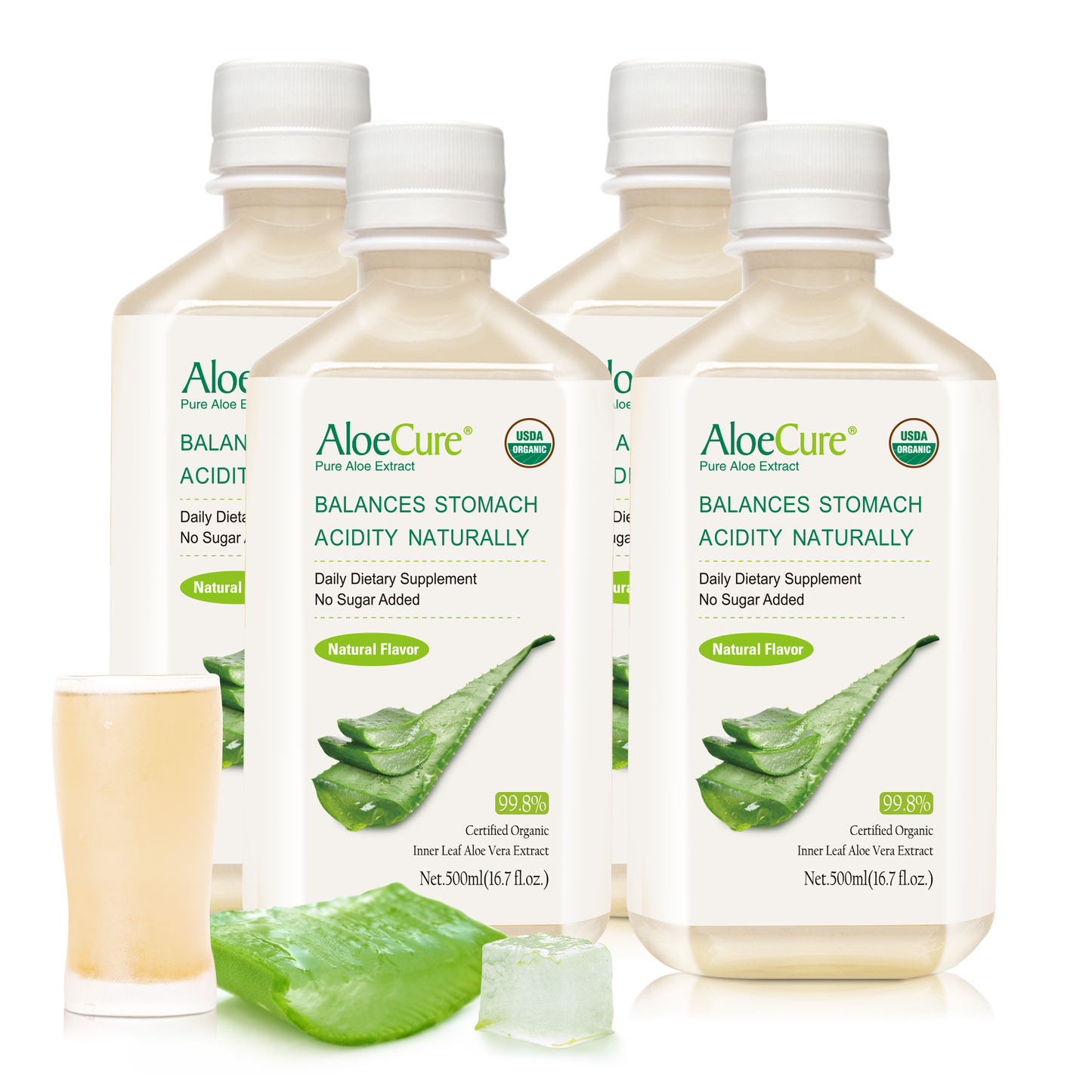 Pure Aloe Vera Juice Natural Flavor - USDA Certified Organic by AloeCure