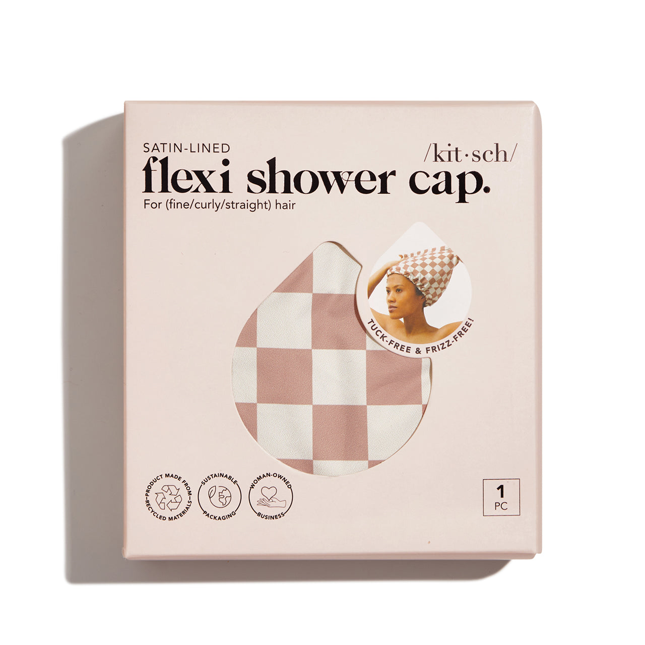 Satin Lined Luxury Shower Cap - Checker by KITSCH