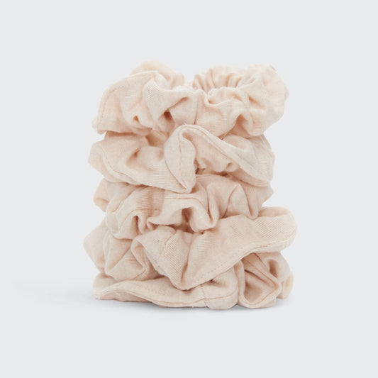 Organic Cotton Knit Scrunchies 5pc - Cream by KITSCH