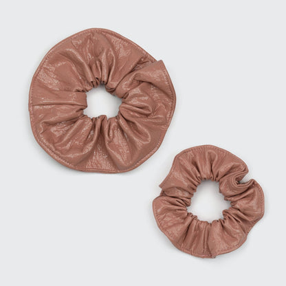Plain Patent Scrunchie 2pc Set - Blush by KITSCH