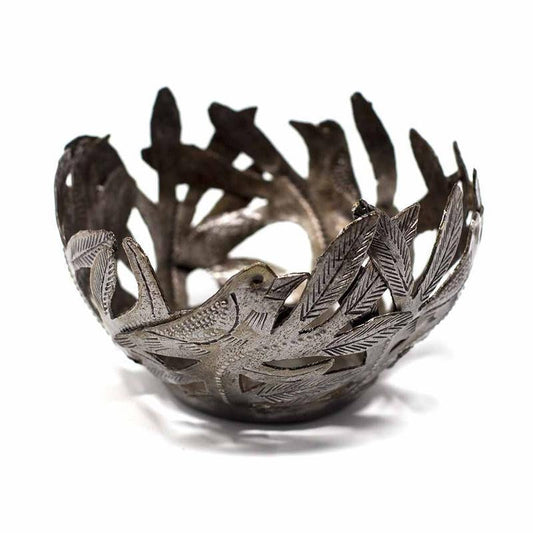 Bird Bowl Haitian Metal Drum Tabletop Décor, 4" by Global Crafts Wholesale - Lotus and Willow