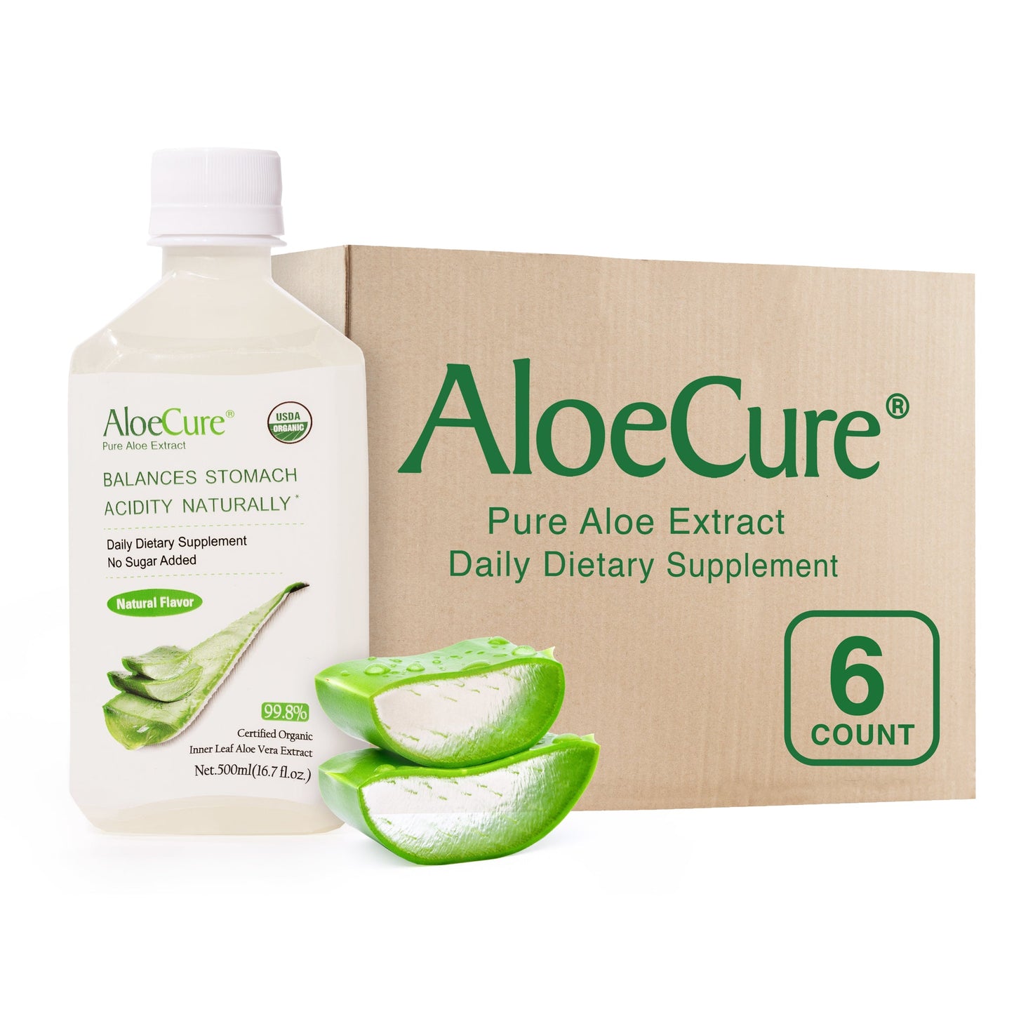 Pure Aloe Vera Juice Natural Flavor - USDA Certified Organic by AloeCure