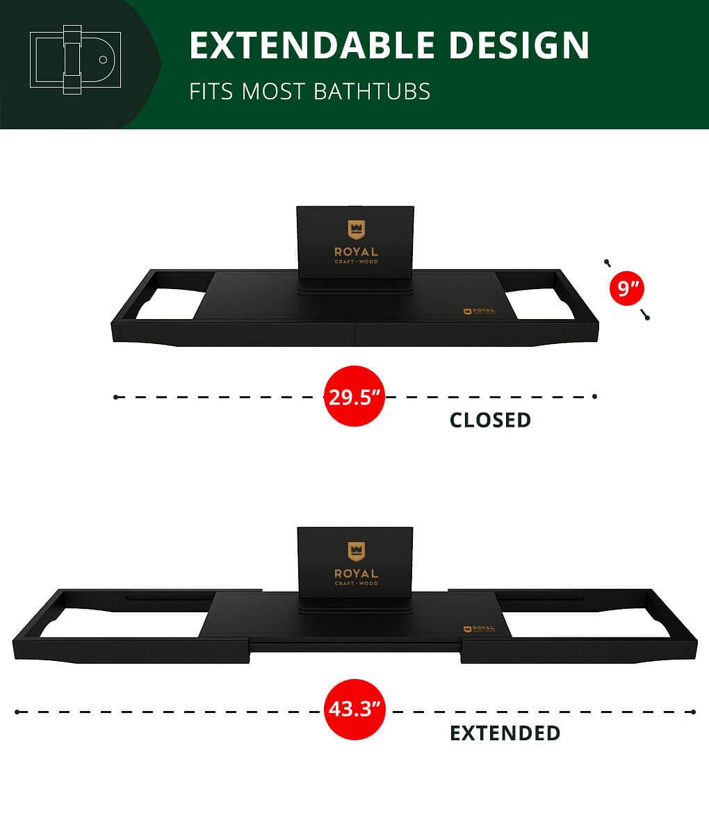 Bath Desk Tray Black by Royal Craft Wood - Lotus and Willow