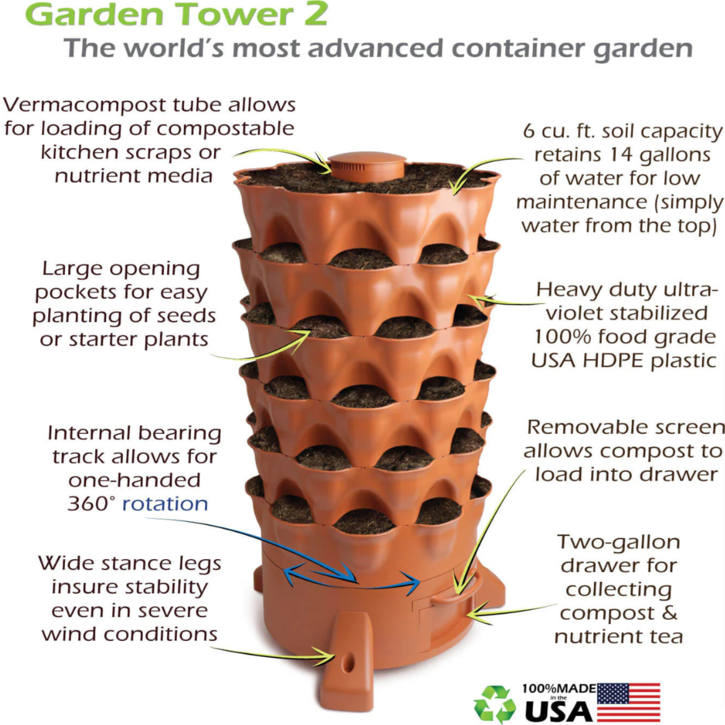 Garden Tower Project 2 Composting Vertical Garden Planter by Garden Tower Project - Lotus and Willow