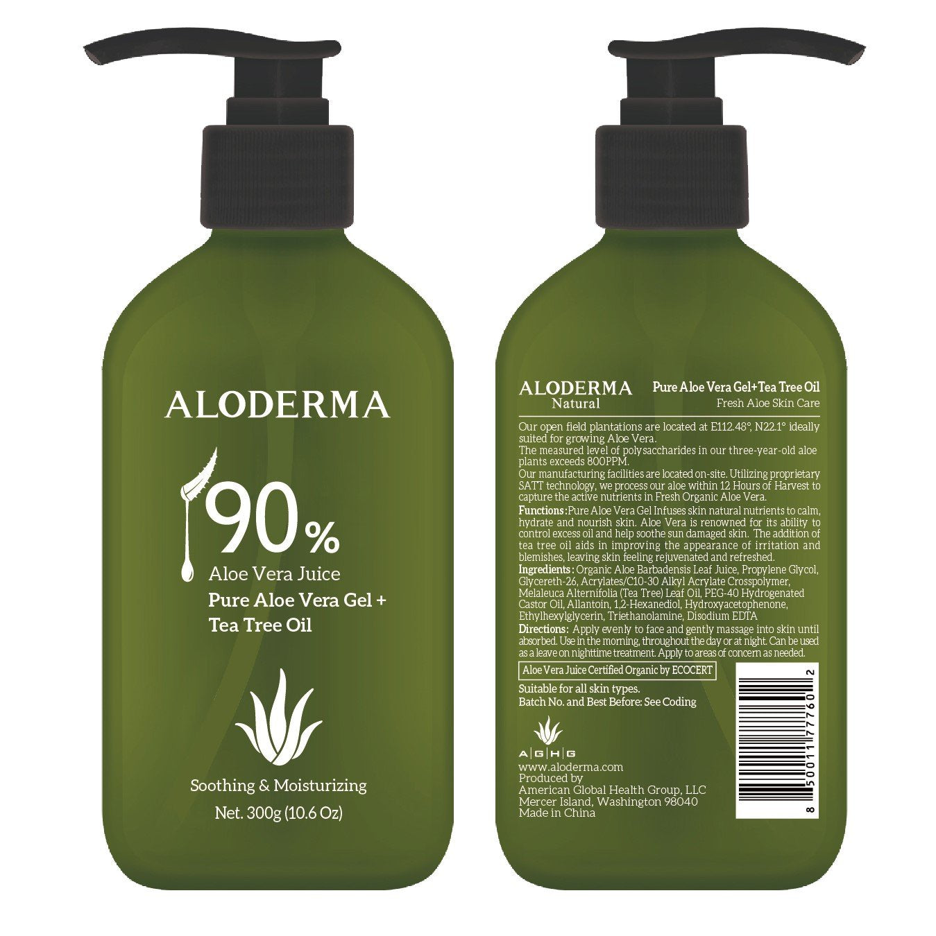 Aloderma Pure Aloe Vera Gel + Tea Tree Oil by AloeCure