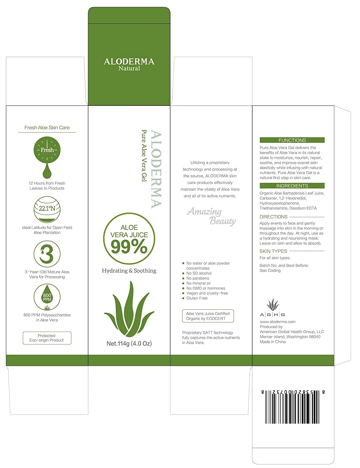 Aloderma Pure Aloe Vera Gel - 114g by AloeCure