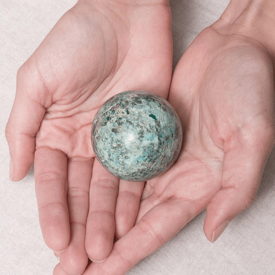 Chrysocolla Sphere with Tripod by Tiny Rituals