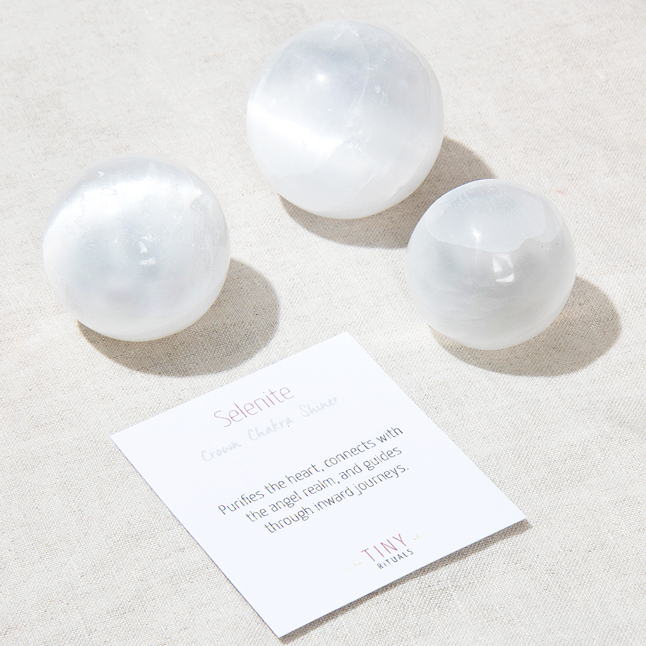 Selenite Sphere with Tripod by Tiny Rituals