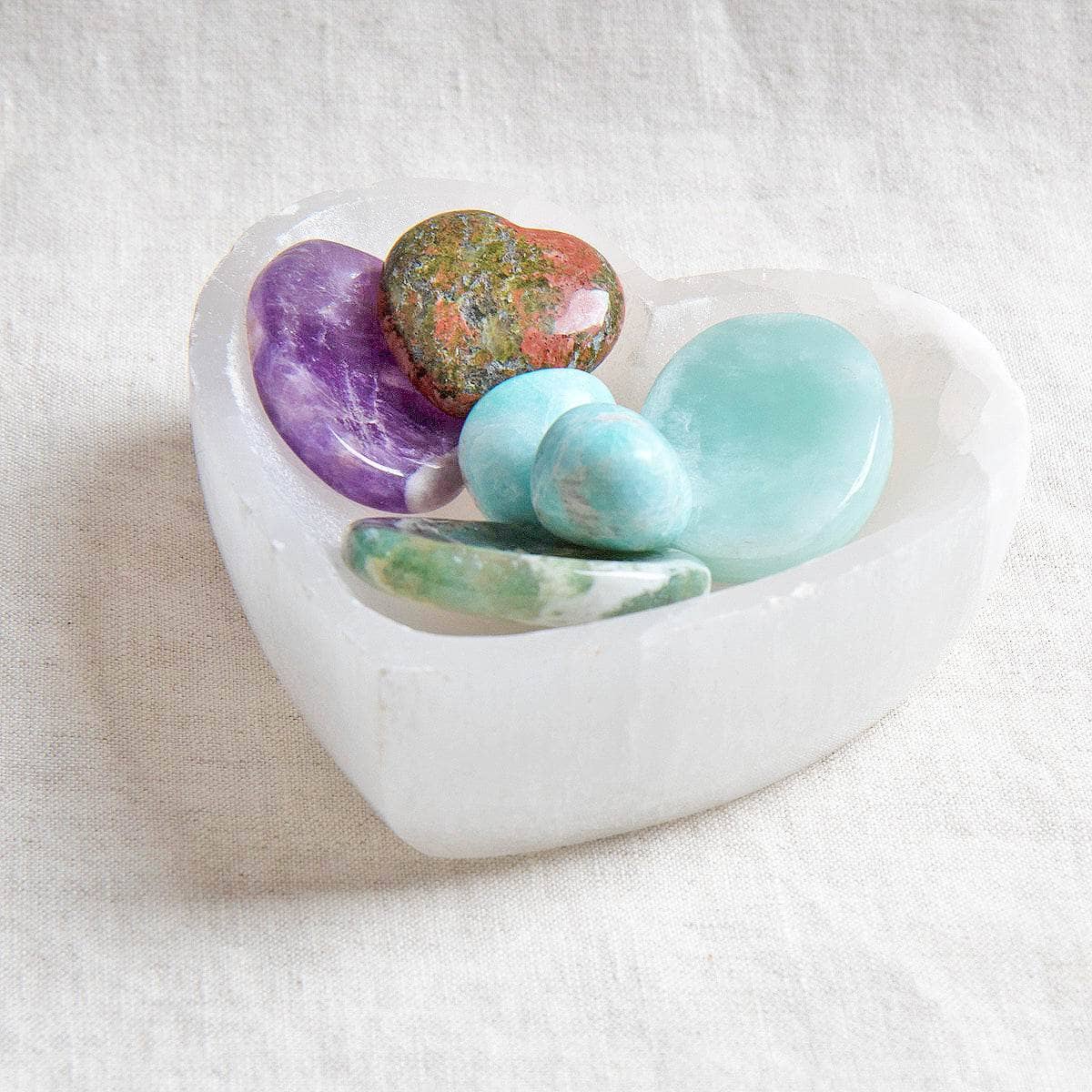 Selenite Crystal Recharging Heart Bowl by Tiny Rituals
