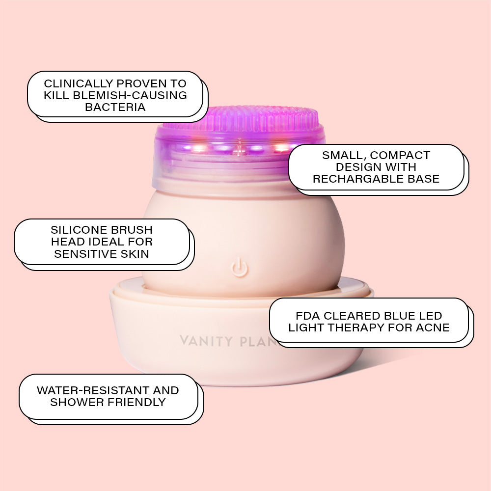 LEDA Blue | Acne Fighting LED Sonic Facial Brush. by Vanity Planet - Lotus and Willow