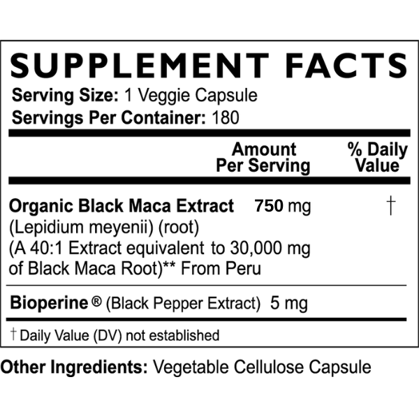 Black Maca Capsules 30,000 mg by Mother Nature Organics