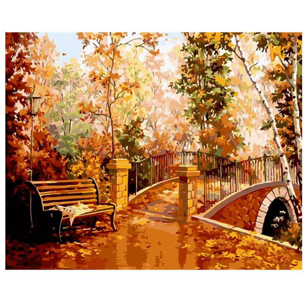 A Bridge And Autumn by Paint with Number