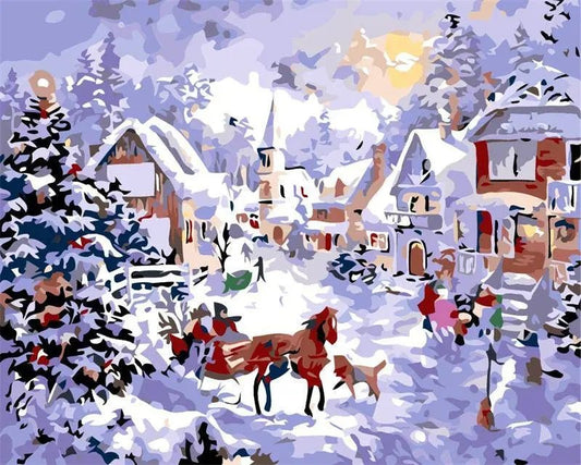 A Christmas Evening Outside by Paint with Number