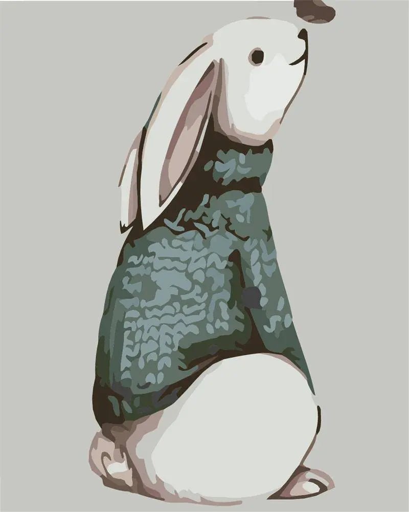 A Shirt Wearing Rabbit by Paint with Number
