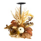 12” Autumn Harvest and Pumpkin Fall Candle Holder by Nearly Natural