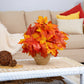 16” Autumn Maple Leaf Artificial Plant in Decorative Planter by Nearly Natural