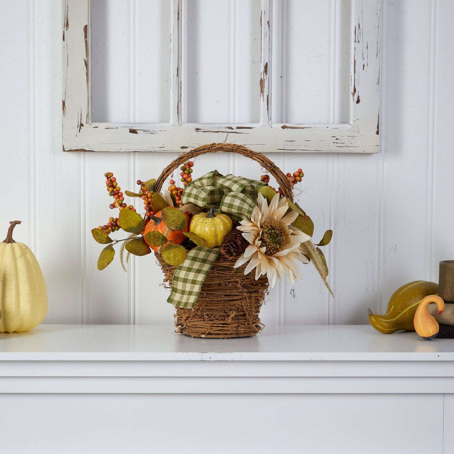 16” Fall Pumpkin Gourds and Berries Artificial Autumn Arrangement by Nearly Natural