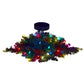 16” Flocked Artificial Christmas Pine Candelabrum with 35 Multicolored Lights and Pine Cones by Nearly Natural