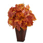 19” Autumn Maple Leaf Artificial Plant in Decorative Planter by Nearly Natural