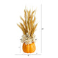 21” Autumn Dried Wheat and Pumpkin Artificial Fall Arrangement in Decorative Pumpkin Vase by Nearly Natural