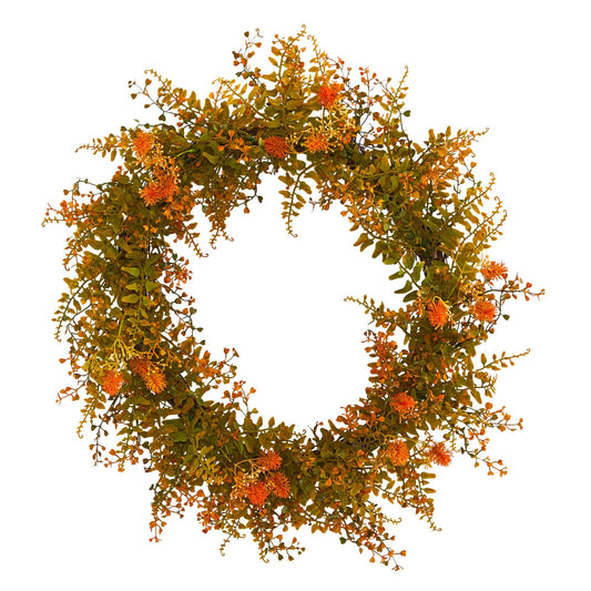 21” Autumn Fern Artificial Wreath by Nearly Natural