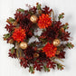 24” Fall Dahlia, Golden Apple, Oak Leaf and Berries Autumn Artificial Wreath by Nearly Natural