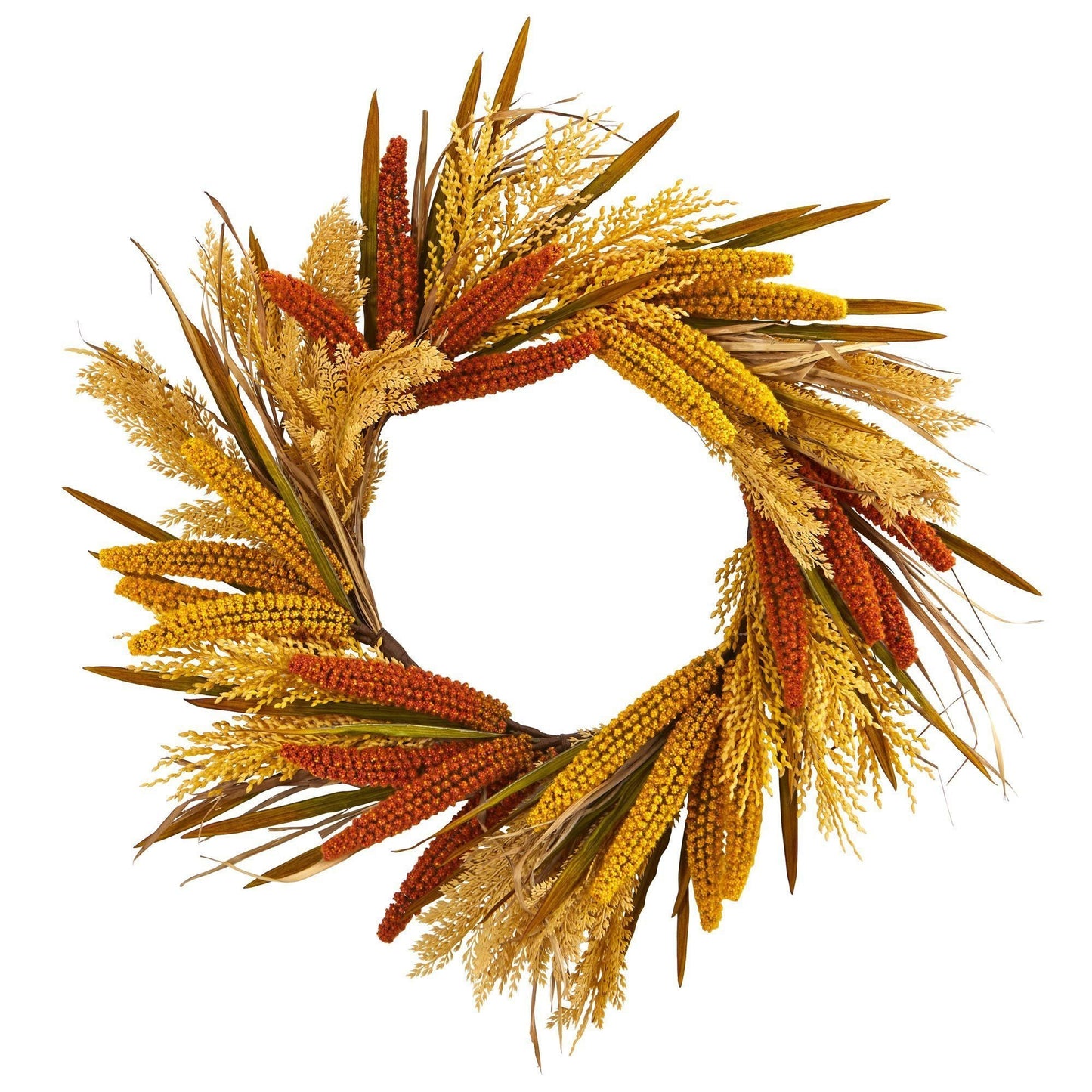 25” Sorghum Harvest Artificial Wreath by Nearly Natural