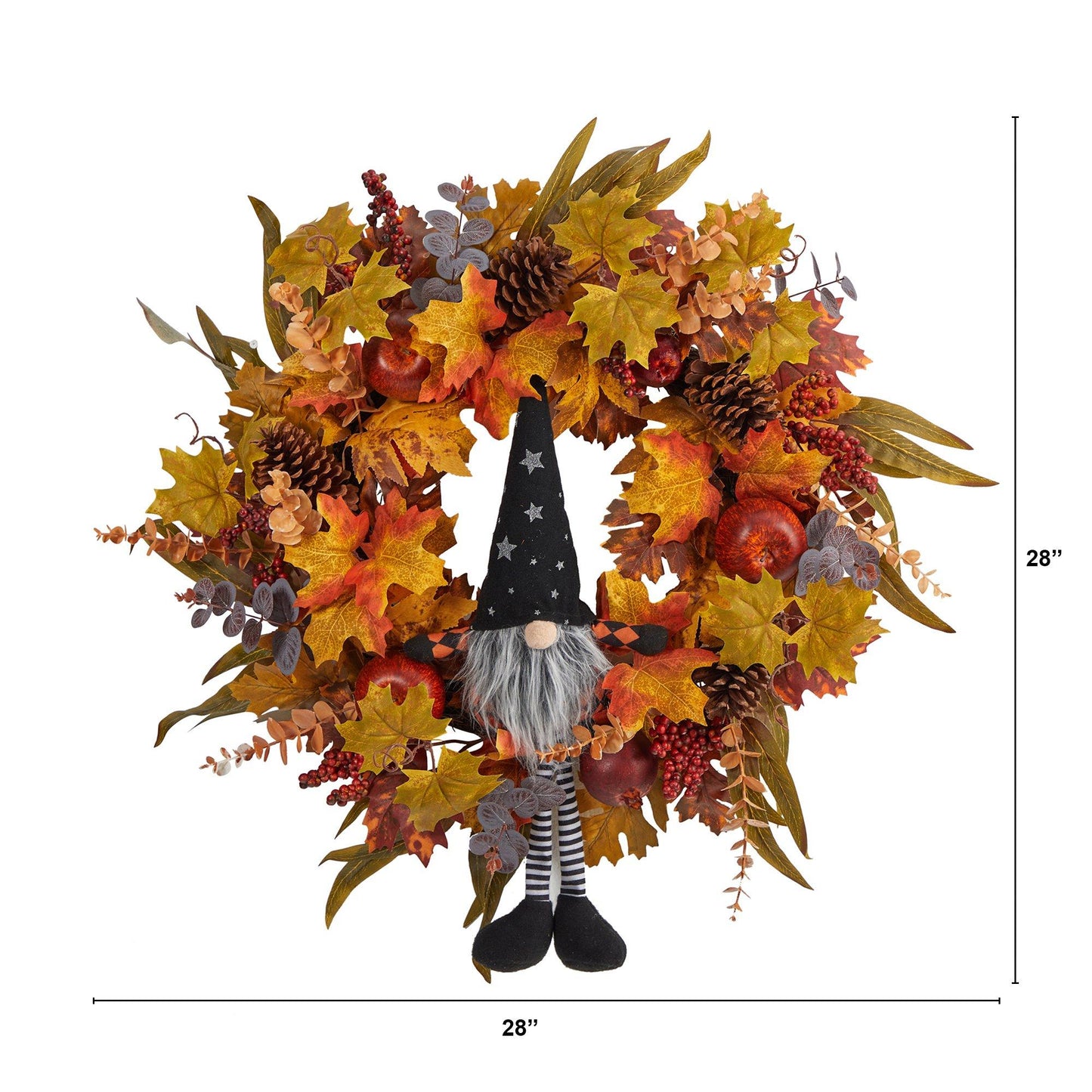 28" Harvest Fall Gmone Artificial Autumn Wreath by Nearly Natural