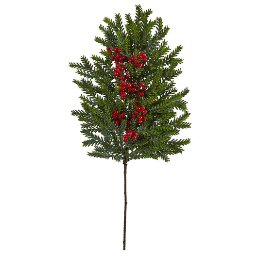 34” Pine and Berries Artificial Plant (Set of 3) by Nearly Natural