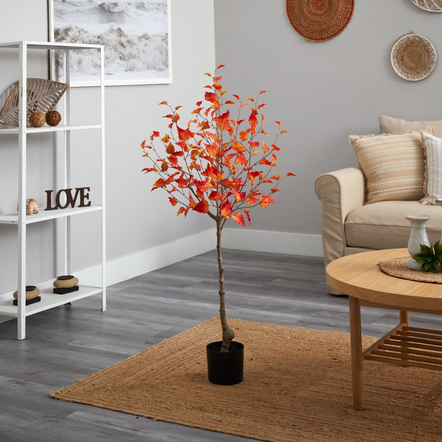 4’ Fall Birch Artificial Autumn Tree by Nearly Natural