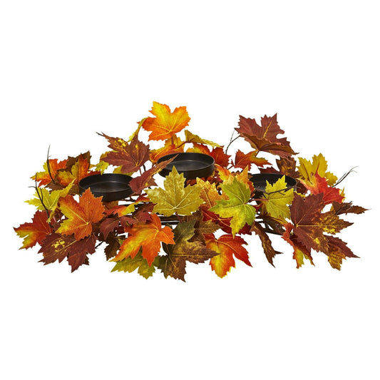 Maple Leaf Artificial Arrangement Candelabrum by Nearly Natural