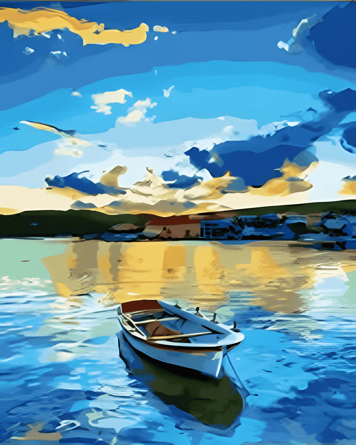 Blue Shades in a Lake by Paint with Number
