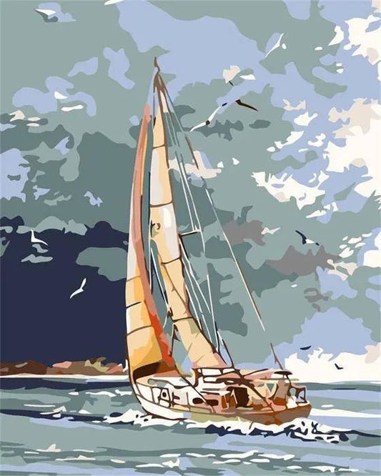 Boat Sails In Shores by Paint with Number