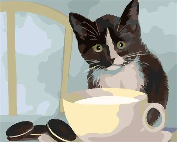 Breakfast Time Cat by Paint with Number