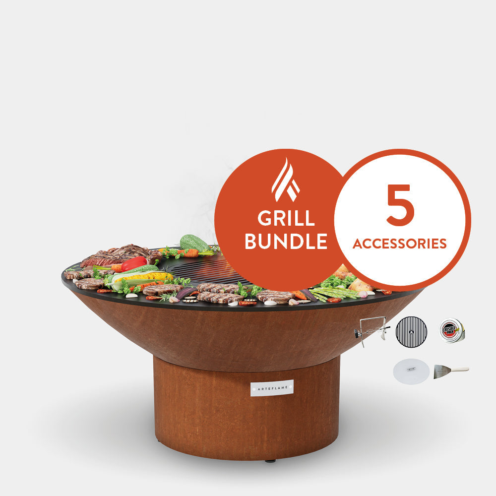 Arteflame Classic 40" Grill with a Low Round Base Home Chef Bundle With 5 Grilling Accessories. by Arteflame Outdoor Grills