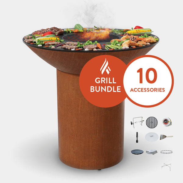 Arteflame Classic 40 Grill with a High Round Base Home Chef Max Bundle With 10 Grilling Accessories. by Arteflame Outdoor Grills