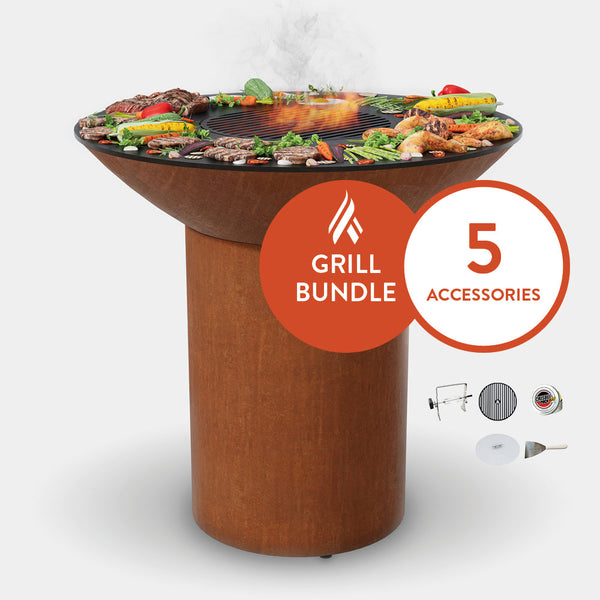 Arteflame Classic 40 Grill with a High Round Base Home Chef Bundle With 5 Grilling Accessories. by Arteflame Outdoor Grills